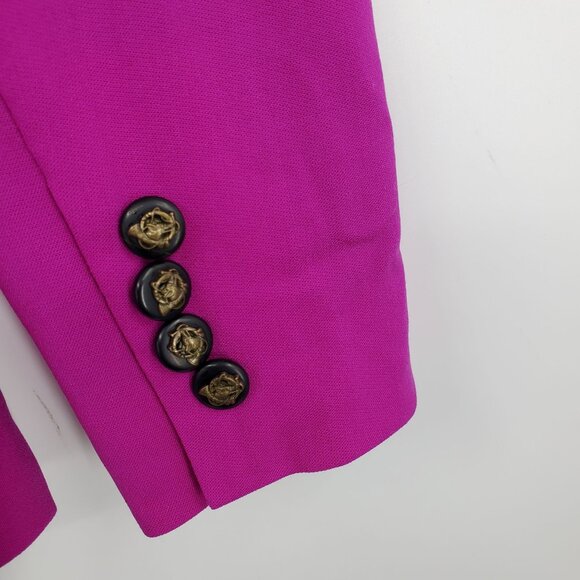 Lauren Ralph Lauren Fuchsia Fox Head Button Equestrian Preppy Button Blazer 4 - Picture 9 of 10